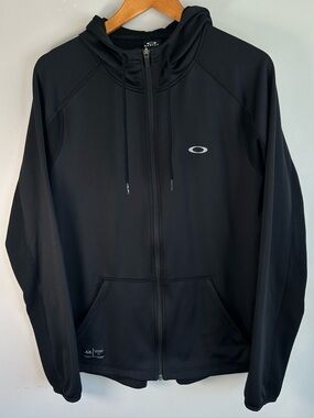 Oakley Sierra Men’s Zip Up DWR Fleece Hoodie Sweater Regular Fit Sz L Black EUC